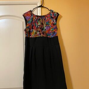 AB Studio Red and Blue Sundress Sleeveless Cocktail Midi